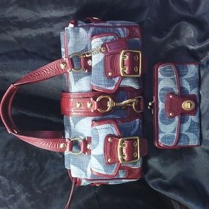 Coach Denim satchel set